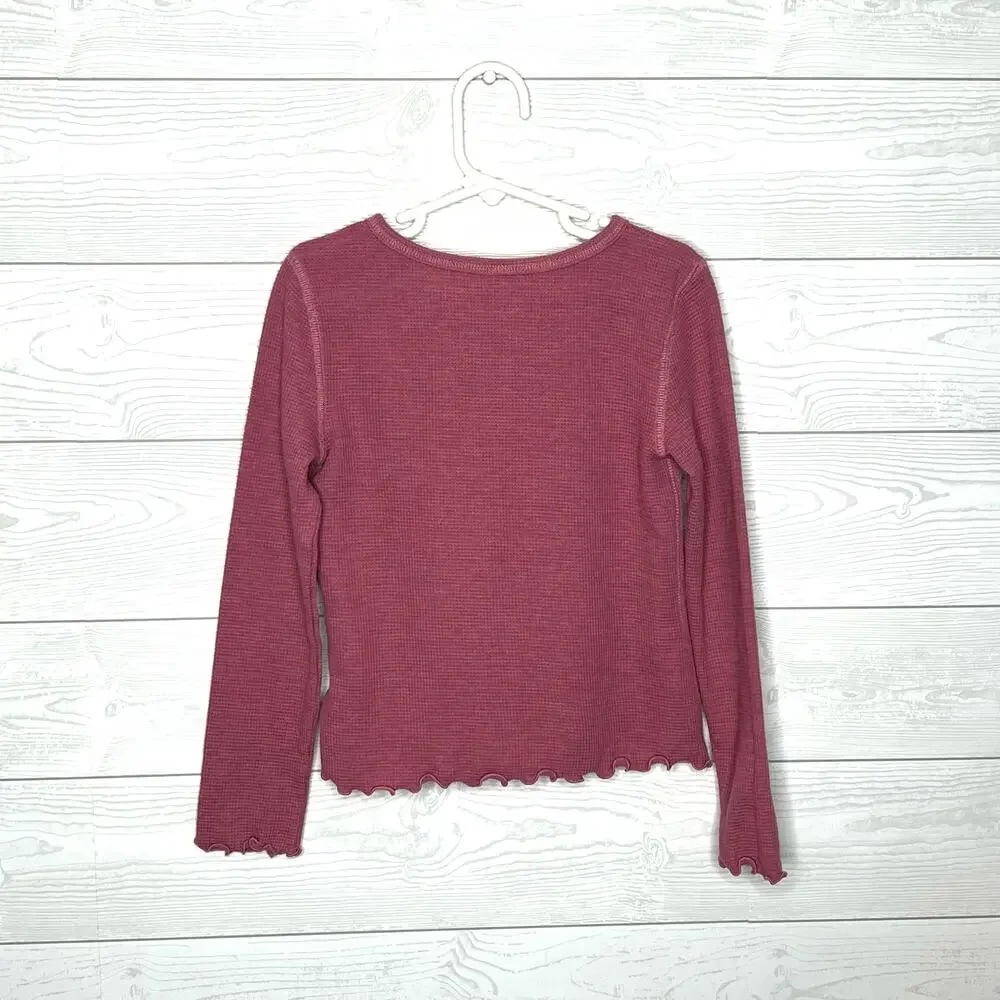 Old Navy dusty rose waffle long sleeve top Girls Size Medium (8)